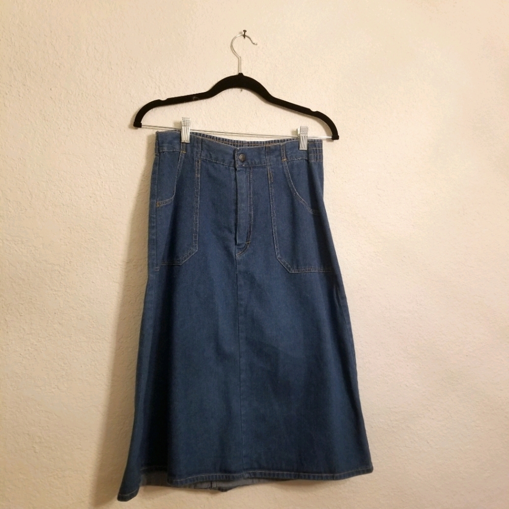 Vintage 80s Denim Midi Skirt